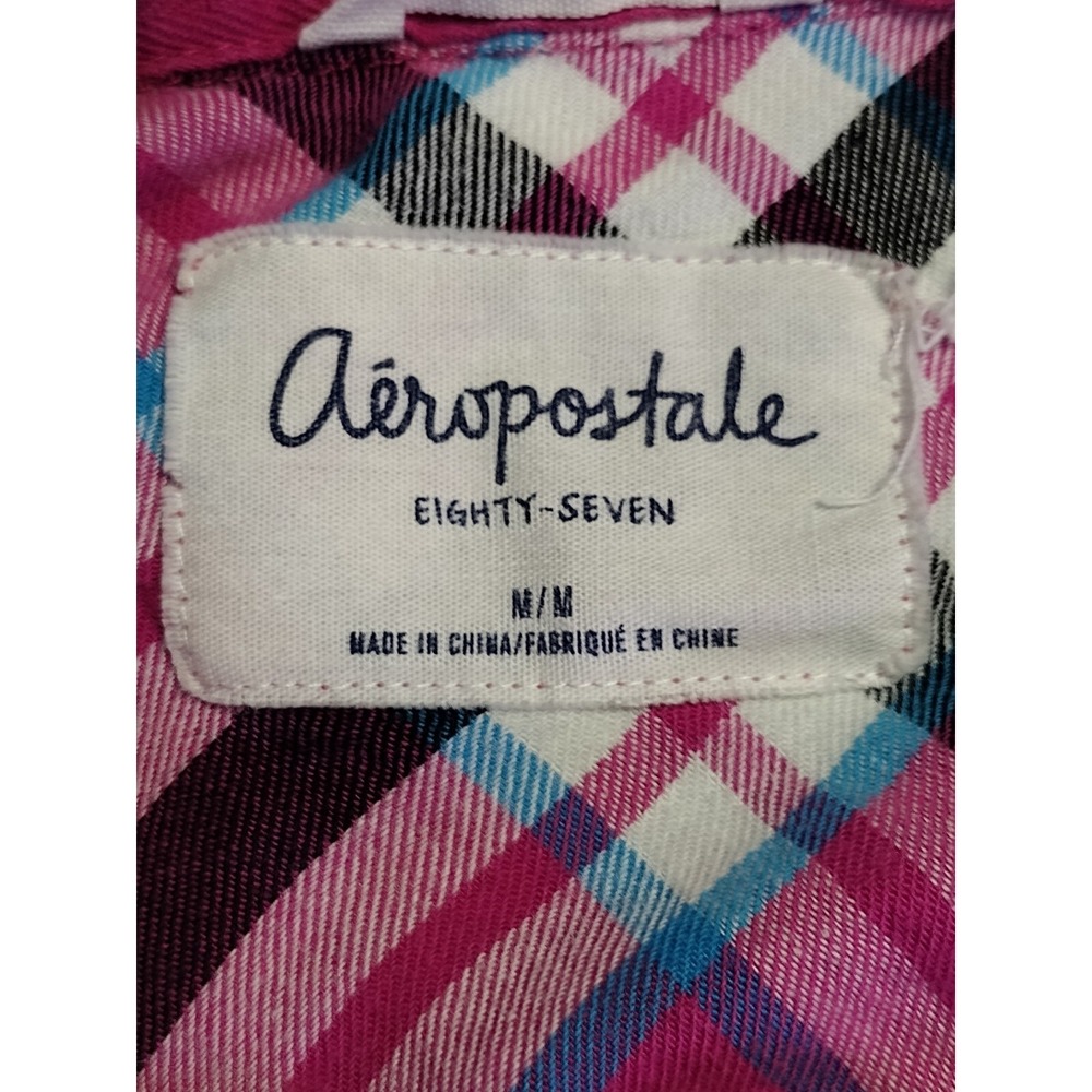Aeropostale Womens Plaid Shirts Pink Multi Color Size M